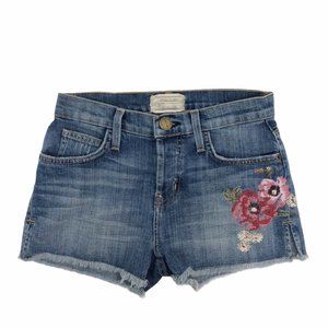 Current Elliott The Festival Short Medium Wash Embroidered Women Shorts Size 25
